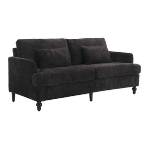 English Elm Mid Century Modern chenille loveseat with solid wood frame, detachable cushions, breathable fabric couch Black W395P151900