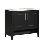 English Elm 36" Bathroom Vanity With Sink, Multi-Functional Bathroom Cabinet With Doors and Drawers, Mdf Frame and Mdf Board, Black