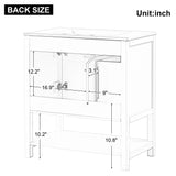 English Elm 30" Bathroom Vanity With Sink Top, Bathroom Vanity Cabinet With Two Doors and One Drawer, Mdf Boards, Solid Wood, One Package, White