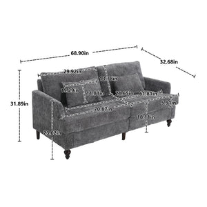 English Elm Mid Century Modern chenille loveseat with solid wood frame, detachable cushions, breathable fabric couch Gray W395P151898