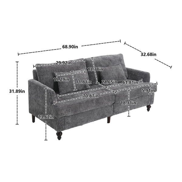 English Elm Mid Century Modern chenille loveseat with solid wood frame, detachable cushions, breathable fabric couch Gray W395P151898