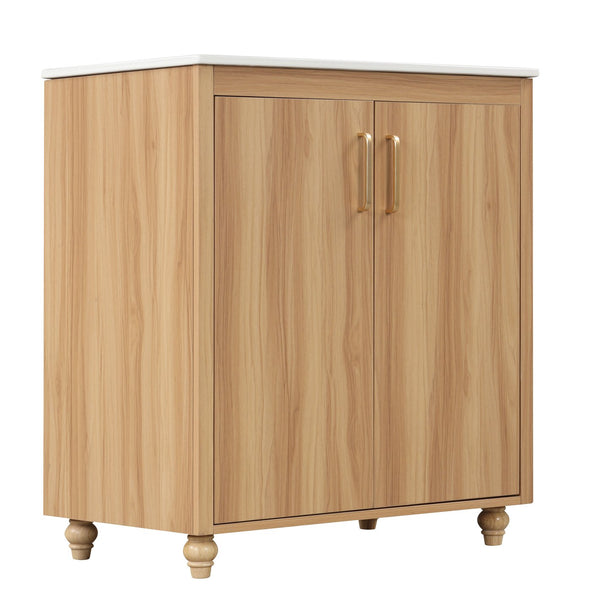 English Elm 30" Modern Bathroom Vanity with Ceramic Sink, Solid Wood & MDF Storage Cabinet with Drawer and Doors WF319484AAG