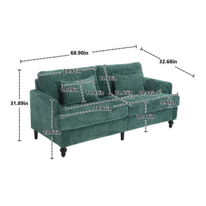 English Elm Mid Century Modern chenille loveseat with solid wood frame, detachable cushions, breathable fabric couch Emerald W395P151896