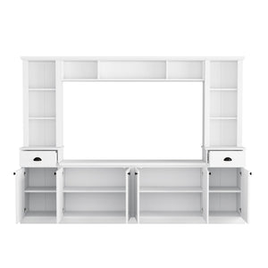 English Elm Minimalist Modular Wall Unit Four Piece Entertainment System Fits Tvs up to 75 Inches White SD000031AAK