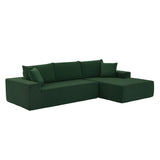 English Elm Sectional Sofa Set Separate L Shaped Corduroy Couch Cover For Both Left/Right Couch (Seat and Back: 1 Chaise + 2 Sofa Seater) ,Dark Green.