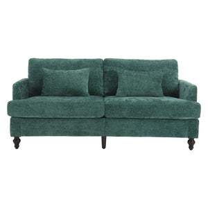 English Elm Mid Century Modern chenille loveseat with solid wood frame, detachable cushions, breathable fabric couch Emerald W395P151896