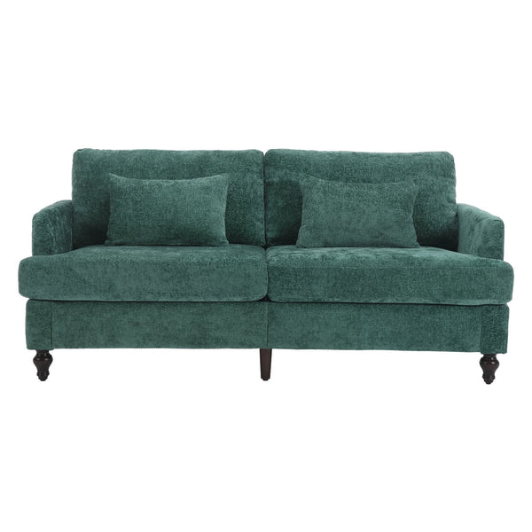English Elm Mid Century Modern chenille loveseat with solid wood frame, detachable cushions, breathable fabric couch Emerald W395P151896