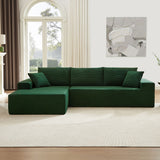 English Elm Sectional Corduroy Couch Covers 2 Piece s L Shape Sectional Sofa Couches For Living Room, Bedroom, Salon For Left Chaise,Drak Green.