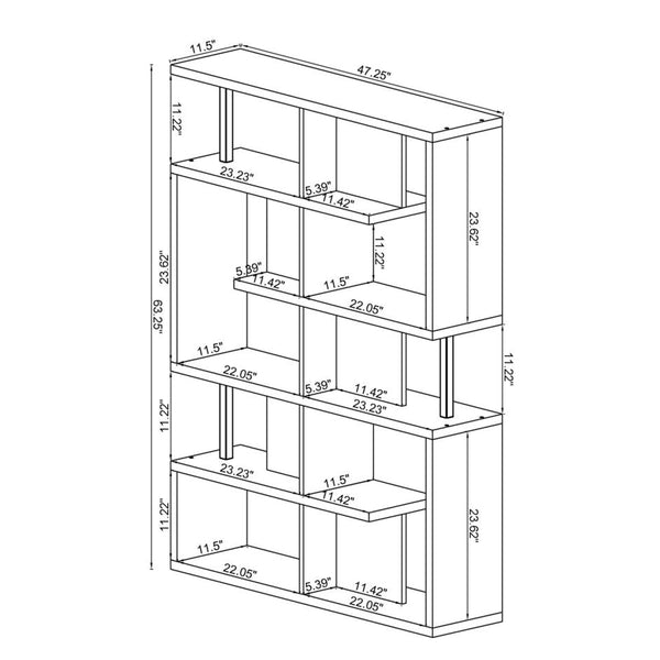 English Elm 5-Tier Modern Bookcase White and Chrome – Multi-Size Shelves for Books, Binders & Decorative Storage (98) B016P162610