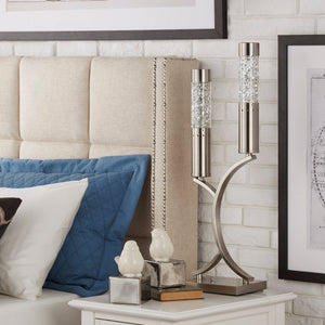 English Elm Luxurious Satin Nickel Table Lamp with Water-Dancing LED Mood Light, Metal & Glass Accent for Nightstand B011P162522