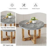 English Elm A Modern and Practical Circular Dining Table. Made Of Mdf Tabletop and Wooden Mdf Table Legs. A Set Of 6 Cushioned Chairs. Ct-403 B0501A