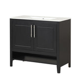 English Elm 36" Bathroom Vanity With Sink, Multi-Functional Bathroom Cabinet With Doors and Drawers, Mdf Frame and Mdf Board, Black