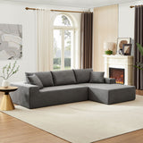 English Elm L Shape Sectional Sofa Corduroy Couches Modular Sectional Living Room Sofa Set Upholstered Sleeper Sofa For Living Room, Bedroom, Salon,.Grey