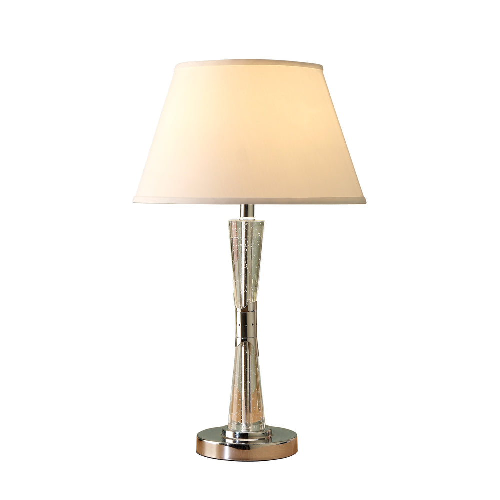 English Elm Modern Hourglass Acrylic Table Lamp with Chrome Base, White Conical Shade, 27" Tall Accent Light B011P162537