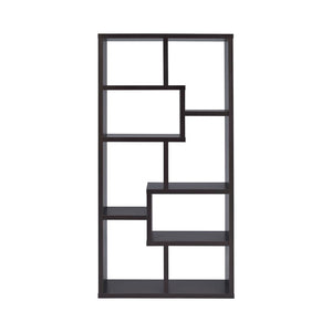 English Elm 10-Shelf Geometric Bookcase In Rich Cappuccino Finish - Stylish Storage For Any Room Decor B016P162602