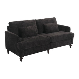 English Elm Mid Century Modern chenille loveseat with solid wood frame, detachable cushions, breathable fabric couch Black W395P151900