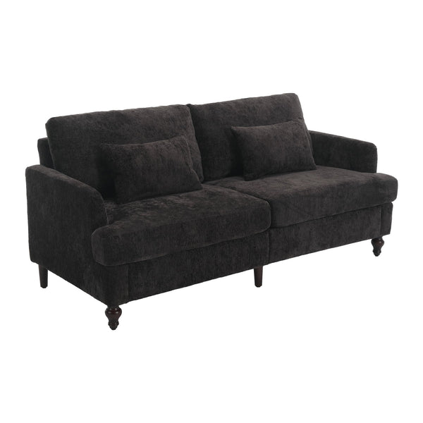 English Elm Mid Century Modern chenille loveseat with solid wood frame, detachable cushions, breathable fabric couch Black W395P151900