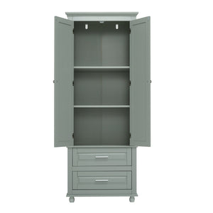 English Elm Tall Slim Storage Cabinet with Adjustable Shelves, 2 Drawers & Doors, Anti-Tip Design for Bathroom Grey WF299284AAE