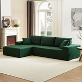 English Elm Sectional Corduroy Couch Covers 2 Piece s L Shape Sectional Sofa Couches For Living Room, Bedroom, Salon For Left Chaise,Drak Green.