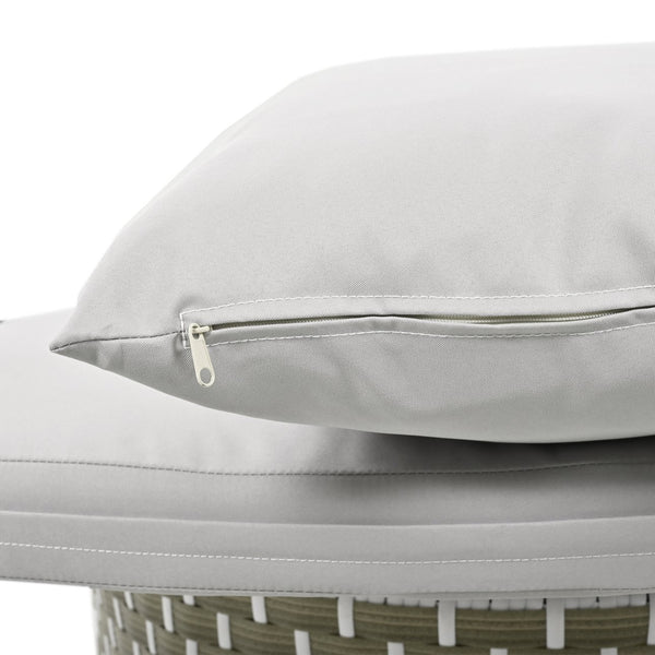 English Elm TOPMAX All-Weather Rattan Round Sectional Daybed with Retractable Canopy, Adjustable Table & Cushions Gray SP100023AAE