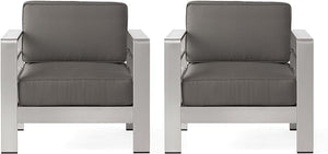 English Elm Christopher Knight Home® - CAPE Coral MP2 Club Chair Grey+Silver — Weatherproof Aluminum Frame, 6" Foam Cushions, 400lb Capacity N775P361604S