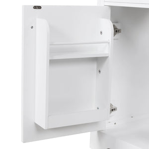 English Elm 30" Modern White Bathroom Vanity with Ceramic Sink, Solid Poplar & MDF, 1 Door 2 Drawers, 33.5" L N725P198484K