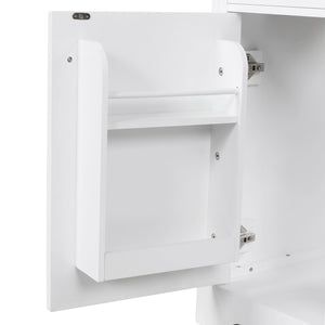 English Elm 30" White Bathroom Vanity Solid Wood Mdf Cabinet Two Drawers with Ceramic Sink Top N725P369592K