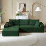 English Elm Sectional Corduroy Couch Covers 2 Piece s L Shape Sectional Sofa Couches For Living Room, Bedroom, Salon For Left Chaise,Drak Green.