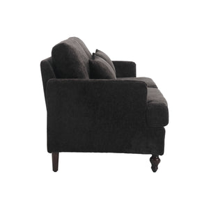 English Elm Mid Century Modern chenille loveseat with solid wood frame, detachable cushions, breathable fabric couch Black W395P151900