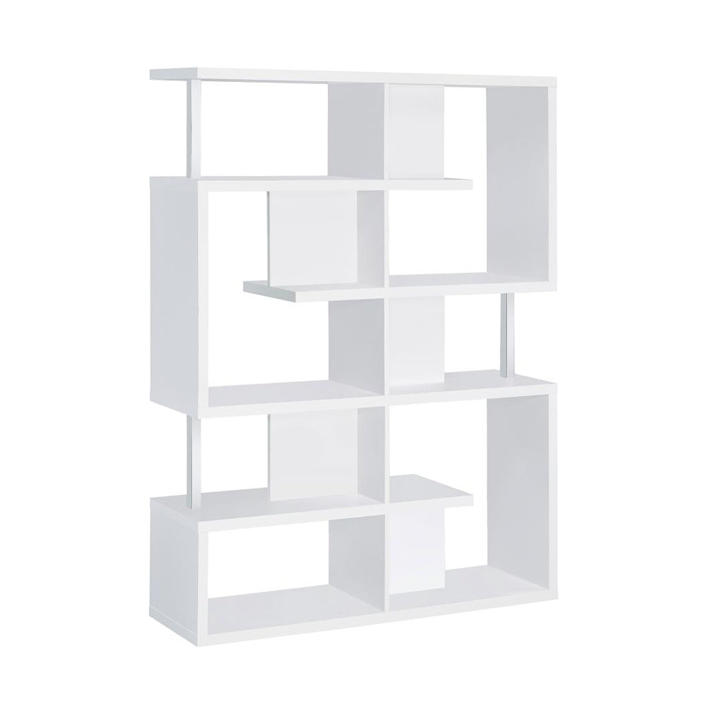English Elm 5-Tier Modern Bookcase White and Chrome – Multi-Size Shelves for Books, Binders & Decorative Storage (98) B016P162610