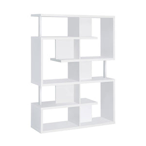 English Elm 5-Tier Modern Bookcase White and Chrome – Multi-Size Shelves for Books, Binders & Decorative Storage (98) B016P162610