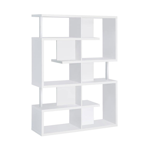 English Elm 5-Tier Modern Bookcase White and Chrome – Multi-Size Shelves for Books, Binders & Decorative Storage (98) B016P162610