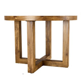 English Elm A Modern and Practical Circular Dining Table. Made Of Mdf Tabletop and Wooden Mdf Table Legs.A Set Of 4 Brown Cushioned Chairs In A Modern Medieval Style Restaurant. Ct-403 B0502A