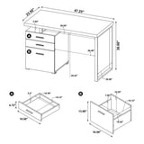 English Elm Writing Desk With 3 Drawers In White