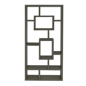 English Elm 10-Shelf Geometric Open Bookcase Weathered Grey — Backless Puzzle Profile, Modern Display Storage B016P163546