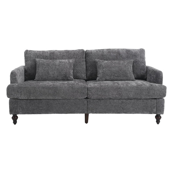 English Elm Mid Solid Wood Frame Chenille Loveseat Sofa with Removable Cushions 2-Seat Durable 500lb Capacity Gray W395P151898