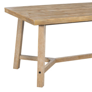 English Elm Trexm Six Seat Farmhouse Dining Set Oak Veneer Table Rattan Chairs Bench Included ST000119AAD