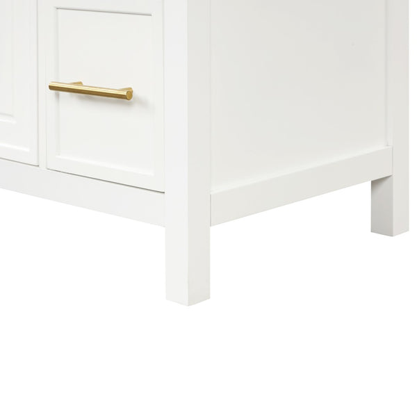 English Elm 36" Freestanding Bathroom Vanity Rubberwood Mdf Ceramic Sink Three Drawers White N725P198316K