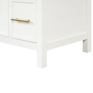 English Elm 36" Matte Freestanding Bathroom Vanity Solid Wood Cabinet Ceramic Sink Three Drawers White N725P364205K
