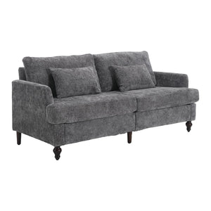 English Elm Mid Century Modern chenille loveseat with solid wood frame, detachable cushions, breathable fabric couch Gray W395P151898