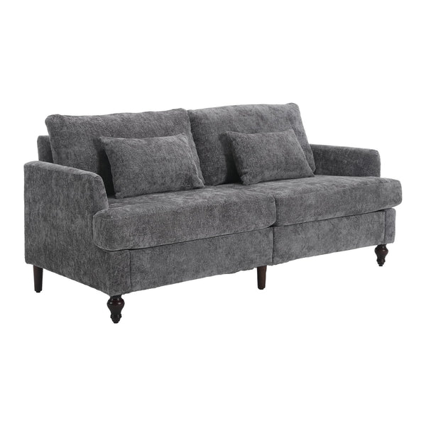 English Elm Mid Century Modern chenille loveseat with solid wood frame, detachable cushions, breathable fabric couch Gray W395P151898