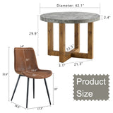 English Elm A Modern and Practical Circular Dining Table. Made Of Mdf Tabletop and Wooden Mdf Table Legs.A Set Of 4 Brown Cushioned Chairs In A Modern Medieval Style Restaurant. Ct-403 B0502A