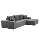 English Elm L Shape Sectional Sofa Corduroy Couches Modular Sectional Living Room Sofa Set Upholstered Sleeper Sofa For Living Room, Bedroom, Salon,.Grey