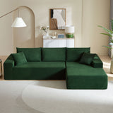 English Elm Sectional Sofa Set Separate L Shaped Corduroy Couch Cover For Both Left/Right Couch (Seat and Back: 1 Chaise + 2 Sofa Seater) ,Dark Green.