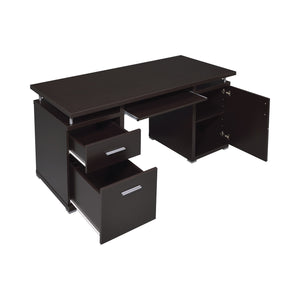 English Elm Computer Desk Cappuccino with 2 Drawers, Cabinet & Keyboard Tray — Adjustable Shelf, File Storage (98) B016P162591