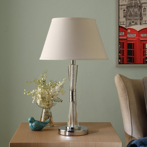 English Elm Modern Hourglass Acrylic Table Lamp with Chrome Base, White Conical Shade, 27" Tall Accent Light B011P162537