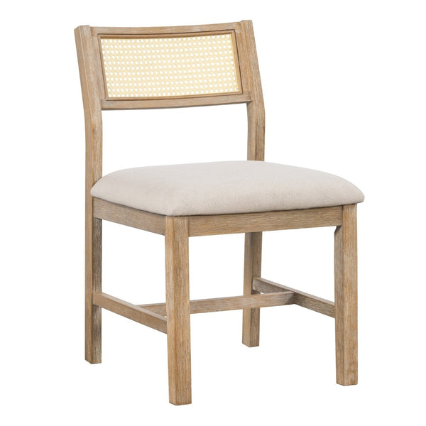 English Elm Trexm Six Seat Farmhouse Dining Set Oak Veneer Table Rattan Chairs Bench Included ST000119AAD