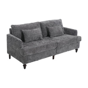 English Elm Mid Century Modern chenille loveseat with solid wood frame, detachable cushions, breathable fabric couch Gray W395P151898