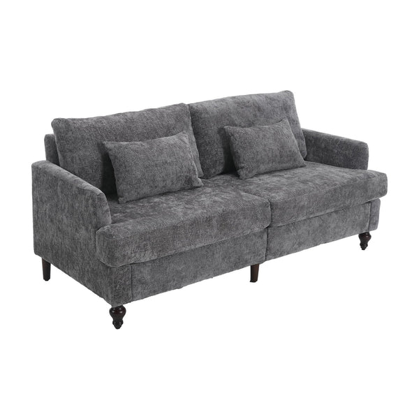 English Elm Mid Century Modern chenille loveseat with solid wood frame, detachable cushions, breathable fabric couch Gray W395P151898