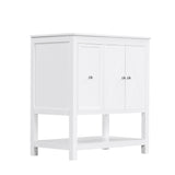 English Elm 30" Bathroom Vanity With Sink Top, Bathroom Vanity Cabinet With Two Doors and One Drawer, Mdf Boards, Solid Wood, One Package, White